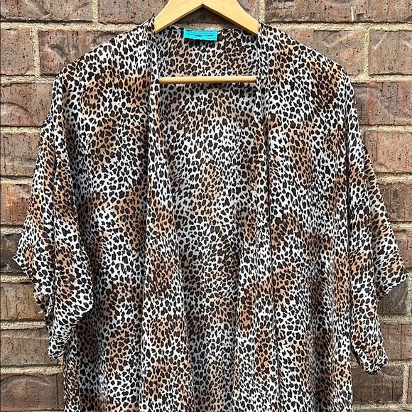 Turquoise Haven Boutique Leopard Print Women's Coat Cover Up Shaw One Size - Picture 7 of 14